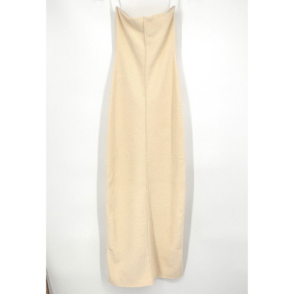 Dissh Owen Cream Crepe Knit Strapless Column Dress Split Hem Bodycon XS - Picture 2 of 15